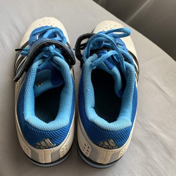 Adidas runners  white, black stripes bright blue athletic gym - Picture 2 of 8